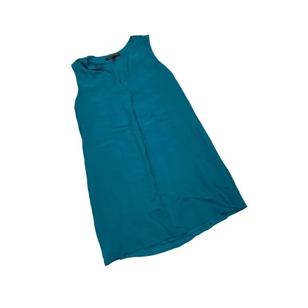 Anthropologie Comptoir Des Cotonniers Teal Sleeveless Shift Silk Women’s Dress S